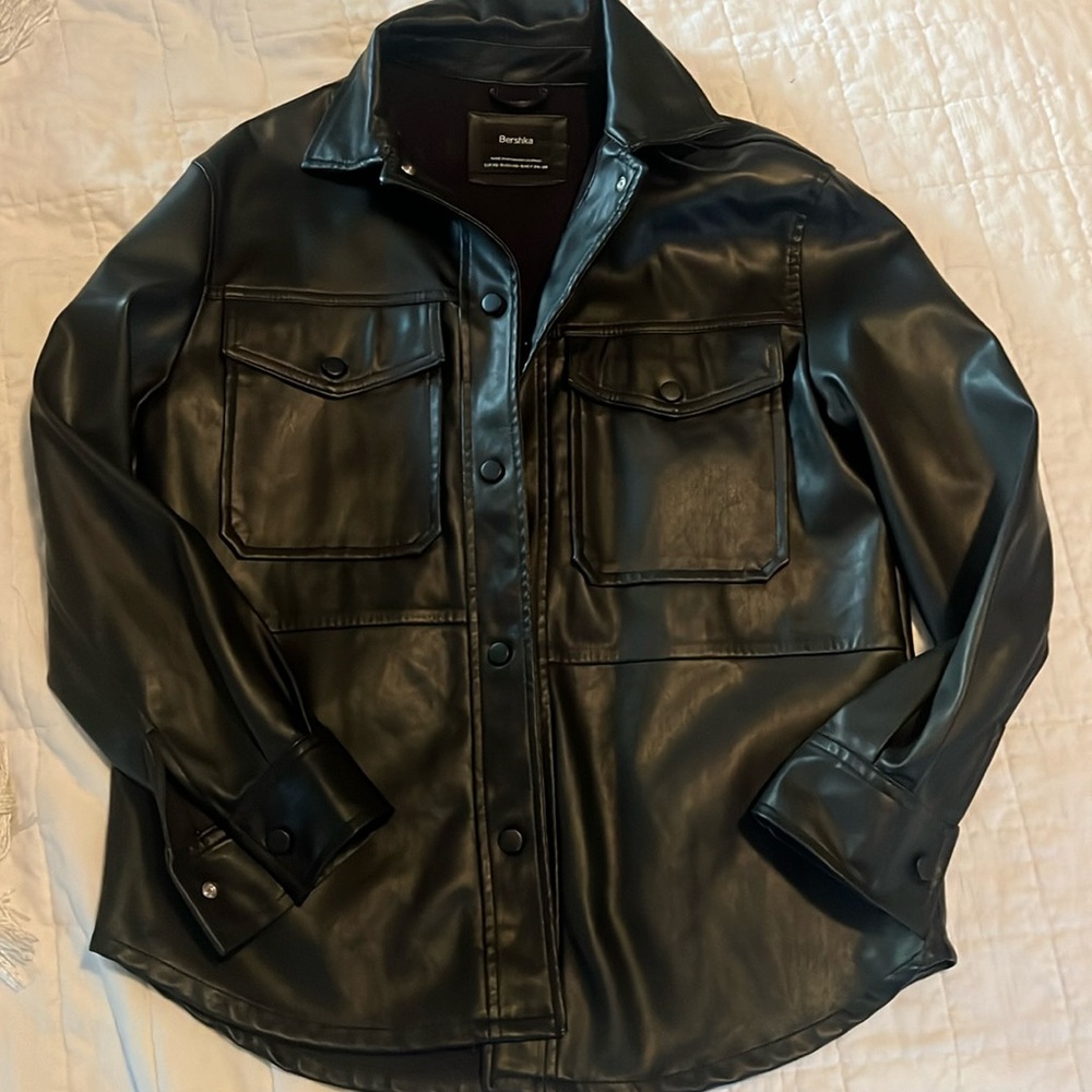 BERSHKA leather shacket